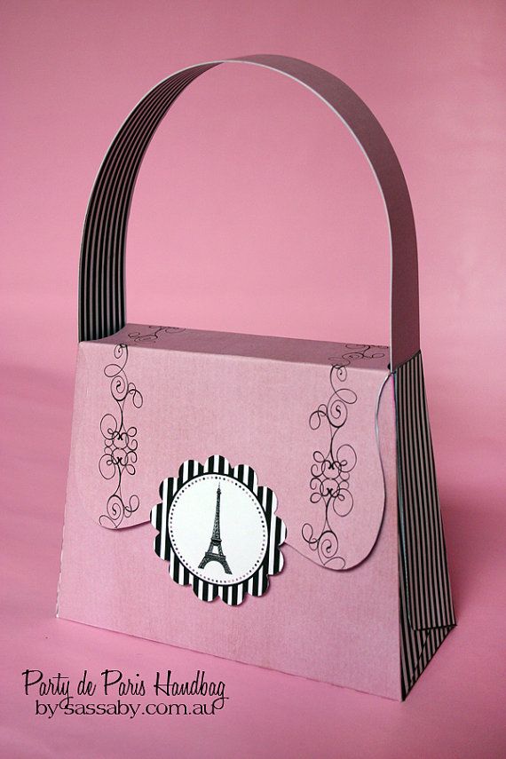 Printable paris handbag favour bag - Sassaby Parties
