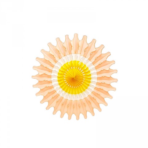 Peach and yellow paper fan - Emiko Blue