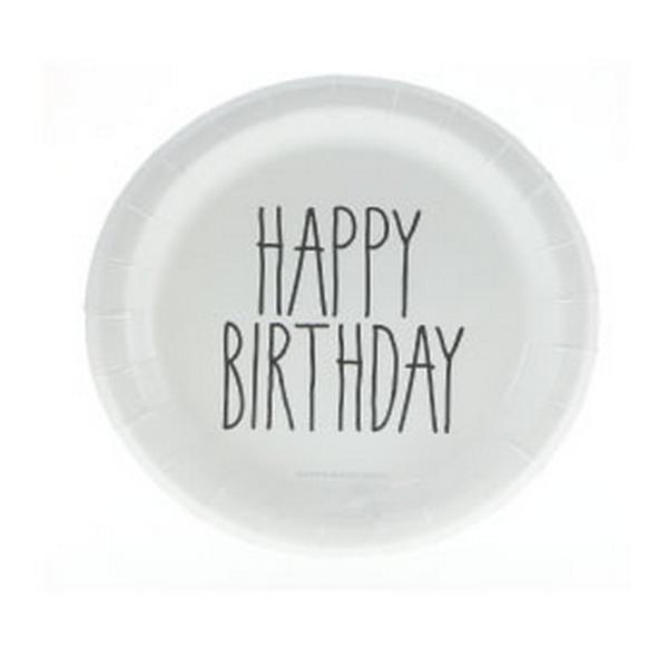 Black and white birthday plates - The Little Event Company