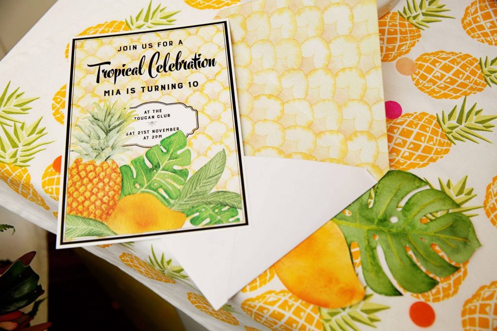 tropical party theme invitations - elk prints