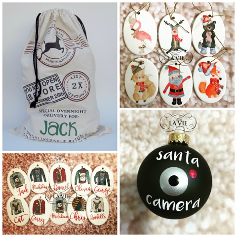 Christmas customised sacks, tags and baubles - Miss Lavie
