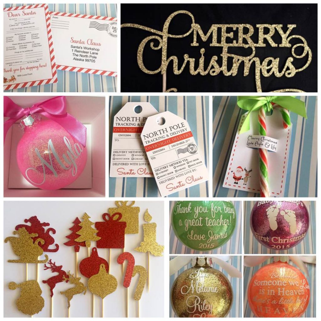 Christmas personalised baubles, santa letters, tags and toppers - DIY Parties by Renee