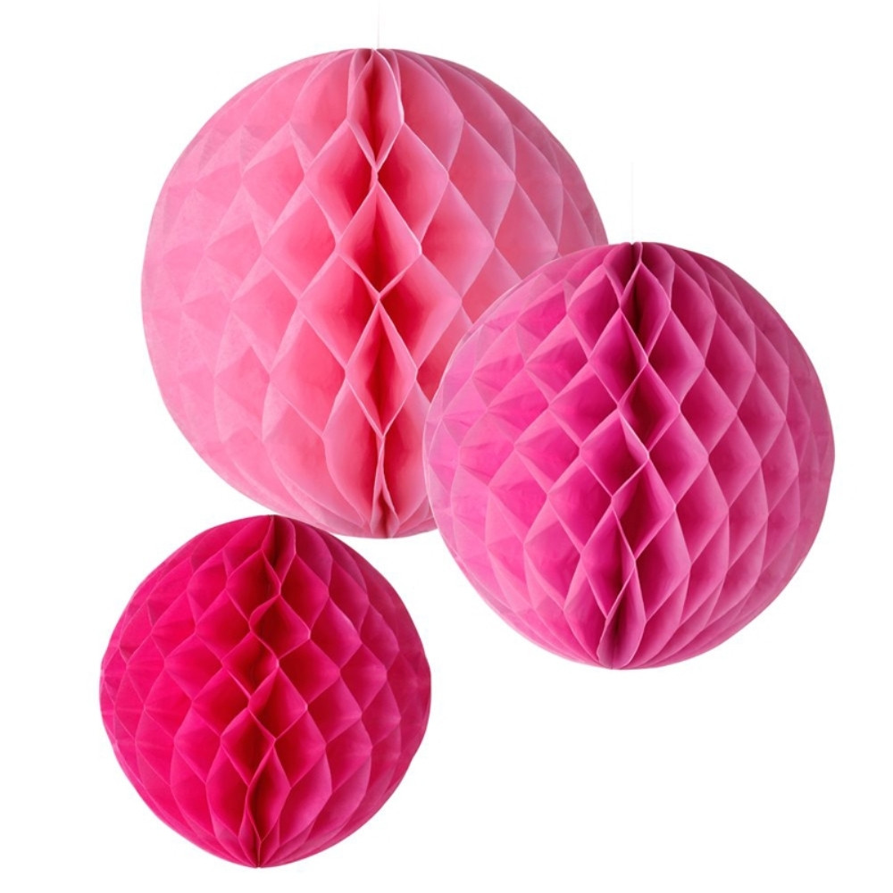 Pink honeycomb balls - The Little Event Company