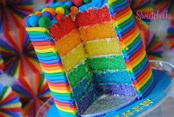 rainbow layered cake - sweetcheeks cookies and cakes