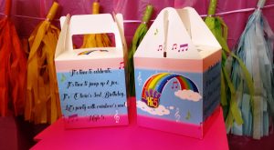 rainbow party treat boxes - kels gift labelling
