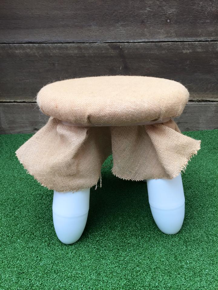 hessian covered stool - the enchanted party hire