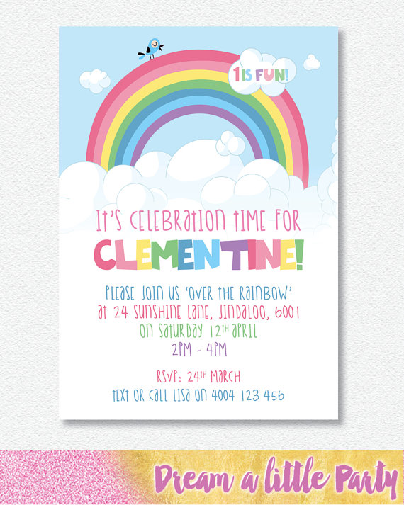 rainbow invitations - dream a little party
