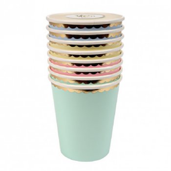 Pastel paper cups gold border