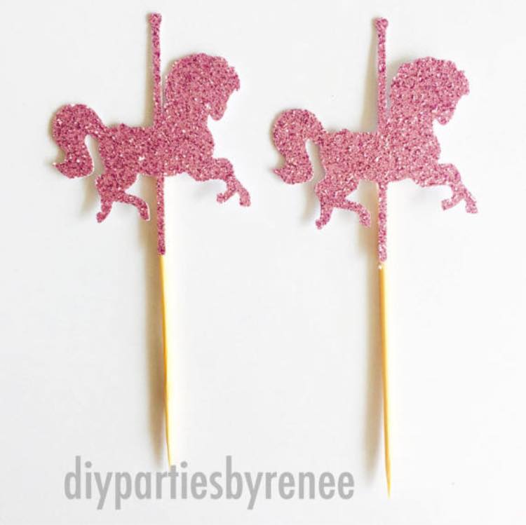 carousel party cake toppers