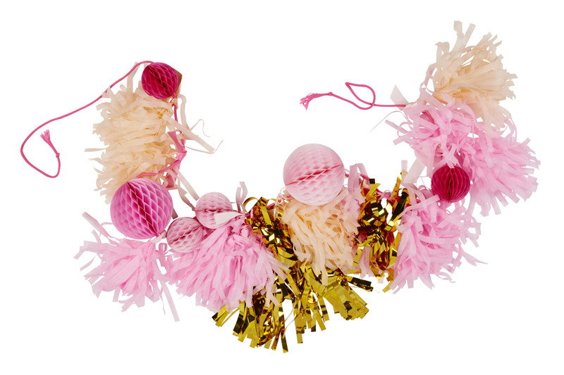 pink and gold tassel decorations