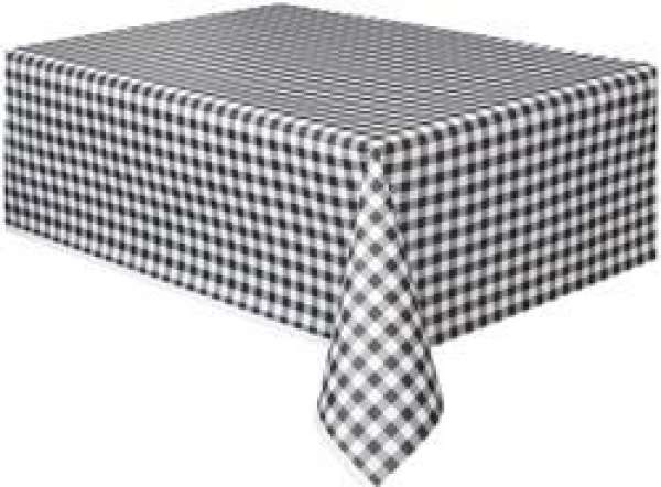 black and white check tablecloth