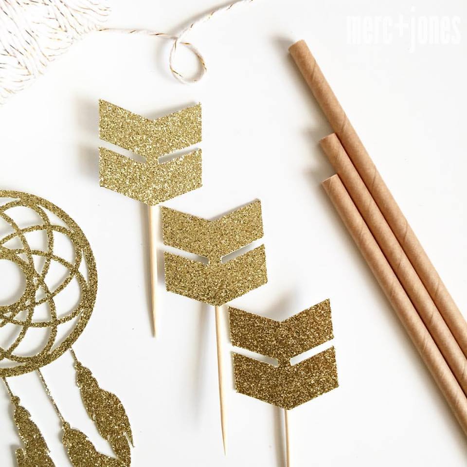 gold arrow cake toppers