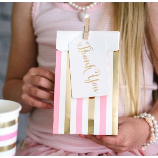 pink and gold favour bags