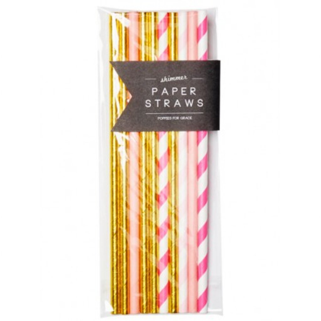 pink and gold straws