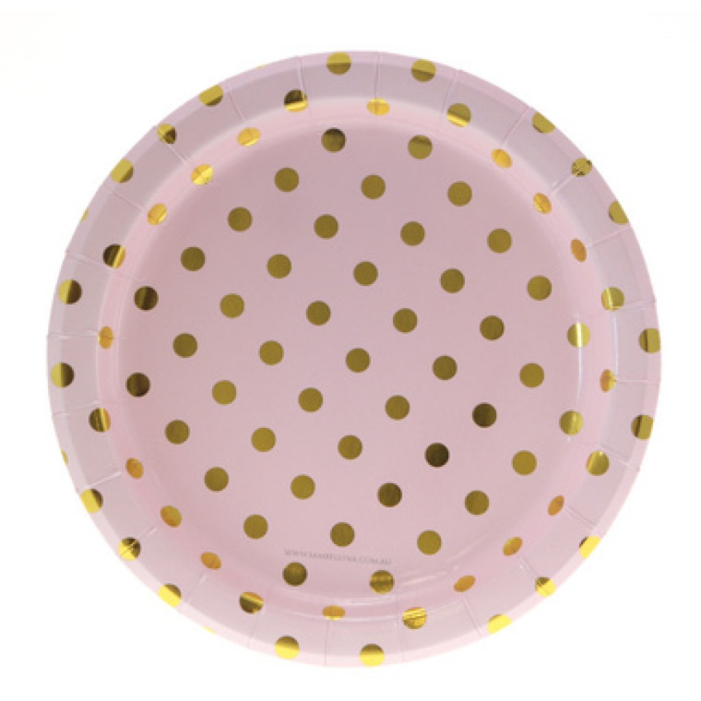 pink and gold plates