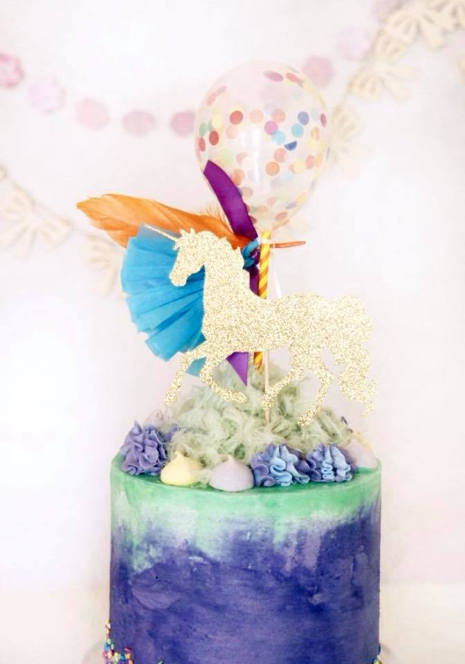 glitter unicorn cake topper