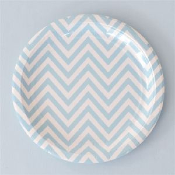 blue chevron paper plates