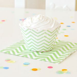 green chevron cupcake wrappers