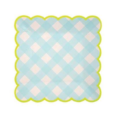 blue gingham paper plates